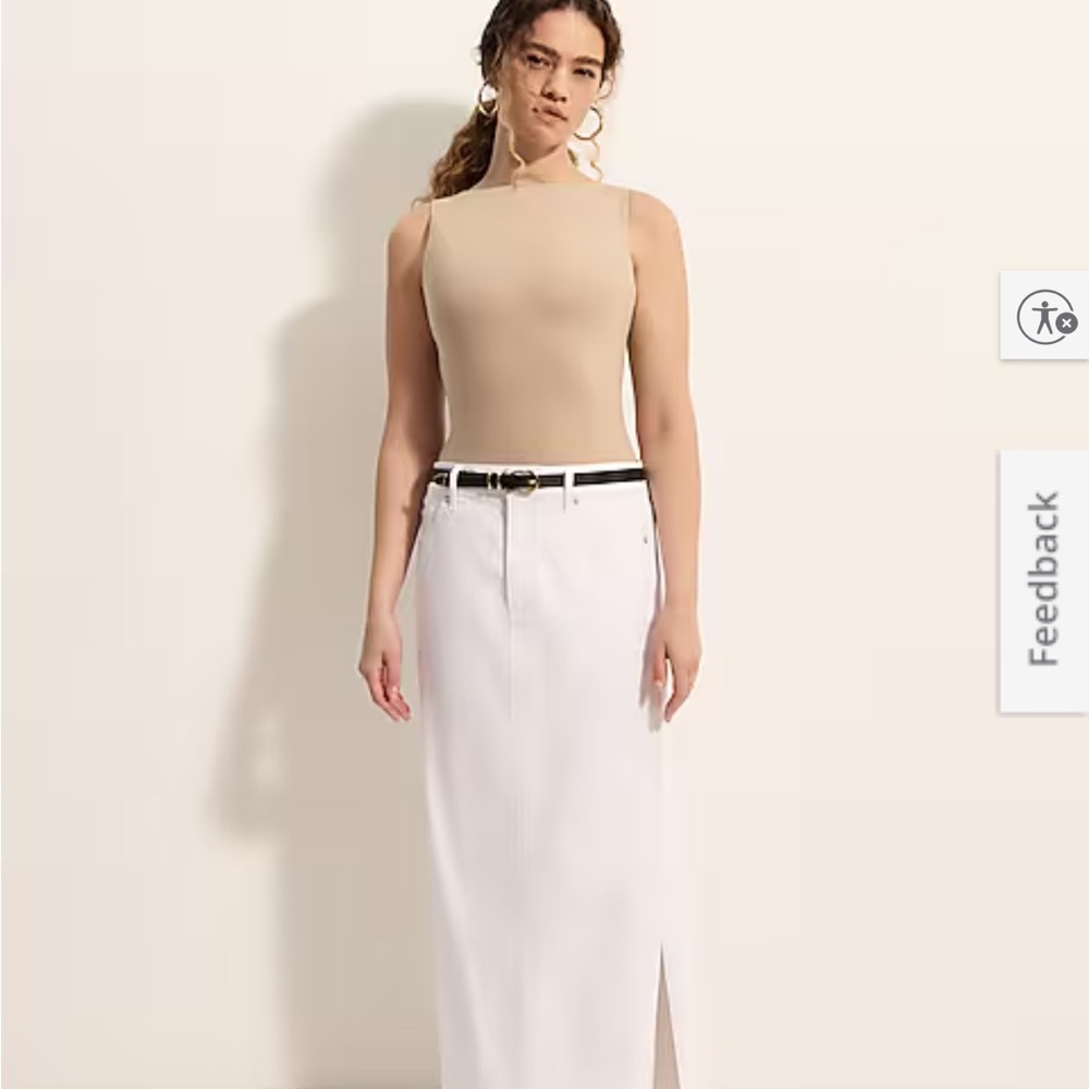 Express High-Waist White Maxi Skirt with Side Slit